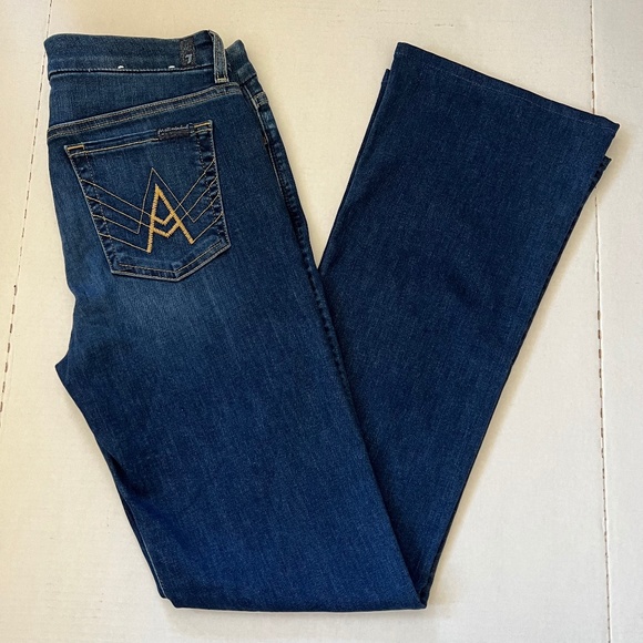 Women's 7 FOR ALL MANKIND "A" Pocket Flare Jeans Medium Wash Sz 30